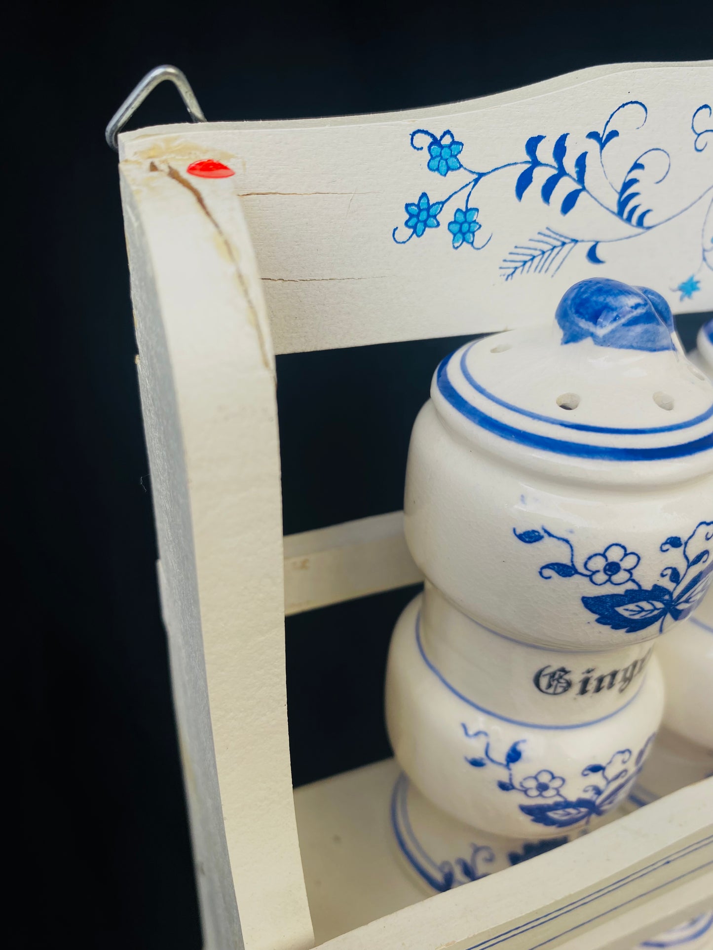 80年代 日製洋蔥圖騰香料罐with木架