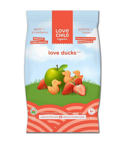 Love Child Organics Apple and Strawberry Love Ducks Snacks, 草莓蘋果鴨鴨餅乾30g (wm7)