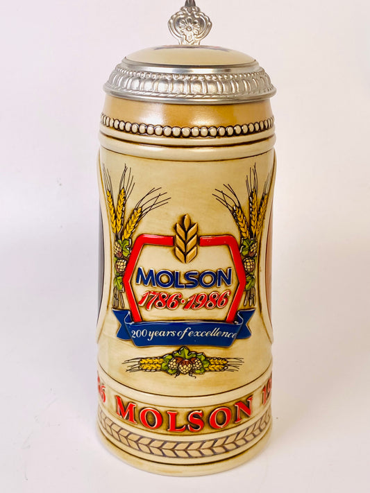 Molson 紀念百年品牌啤酒杯with 上蓋 *美件